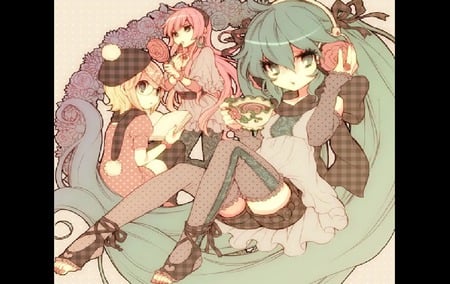 its just a normal day - yello, book, tea, pink, luka, aqua, rin, headphones, miku, mirror, normal