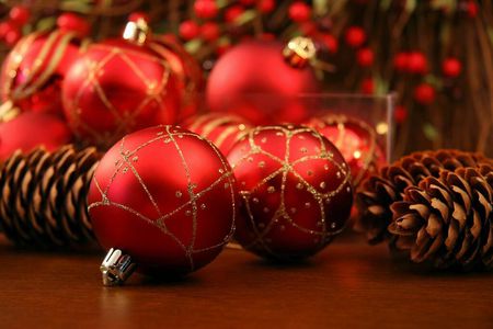 Christmas decorations - ball, balls, photography, garland, holidays, lovely, christmas, new year, red, cute, candles, decorations