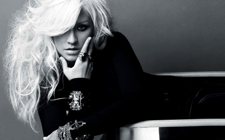 Christina Aguilera - bionic, people, beautiful, singer, entertainment, celebrity, music, songwriter, christina aguilera, black and white, actresses