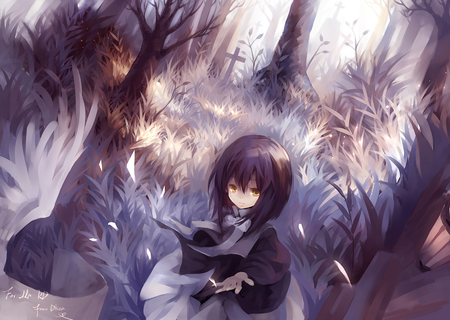 Giving - dark, forest, anime, cute