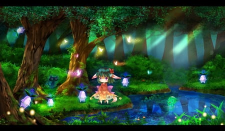 let light lead the way - elf, anime, green, cute, forest