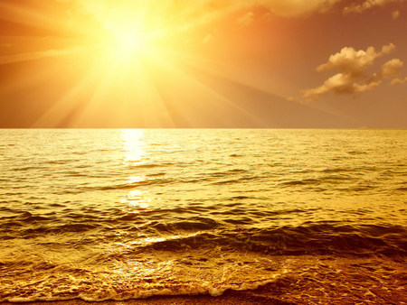 Breathtaking beach - view, beach, ocean, sun, sunny, gold