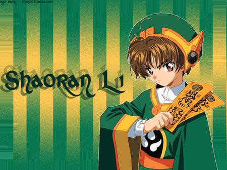 Li - li, anime, green, cardcaptor, paper, stripes