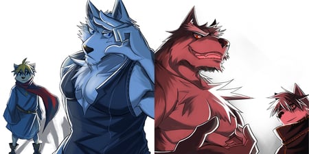 furry - furry, blue, red, wolf