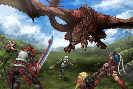 monster hunter - tail, rathalos, kirin, shibairo, monster, kuruga, armor, daimyo hermitaur, dragon, weapon, sword, hunter, naruga