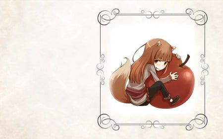 Spice and Wolf - kawaii, wolf, spice and wolf, holo, wolf girl, cute, apple, wolfgirl, horo