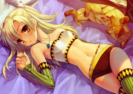 monster hunter - monster, felyne, hunter, beautiful, blond hair, capcom, sexy