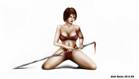 spear hunter - woman, fantasy, spear, hunter