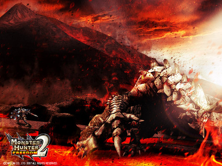 monster hunter - volcano, lava, capcom, monster, gravios, hunter