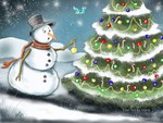 snowman and tree