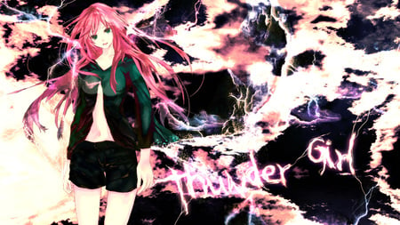 Thunder Girl - pretty, artistic, pink, thunder, luka, nice, abstract, program, hot, megurine, beauty, virtual, white, megurine luka, cute, aqua eyes, sexy, vocaloid, anime, aqua, purple, sparks, lightning, pink hair, art, idol, beautiful, singer, girl, cool, black, awesome, diva, vocaloids