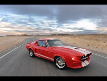 Mustang - red, mustang, car, road