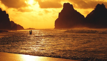 Lovers - evening, sea, couple, beach