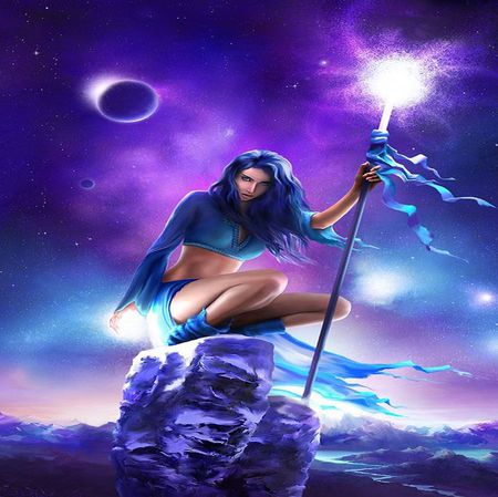 Purple magic - female, magic, purple, lights, night, stars