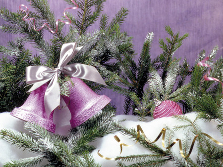 Violet_bells___Christmas - 3d, bells, tree, violet, christmas