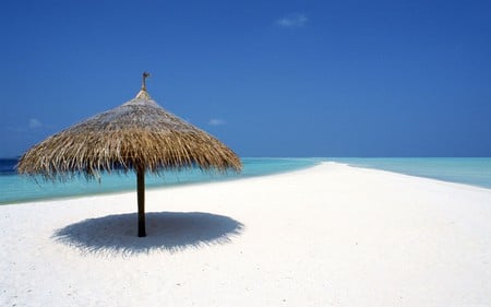 All Sand - white sand, water, blue sky, sand, sky