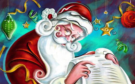 Santa reads the list - holiday, santa, christmas, read