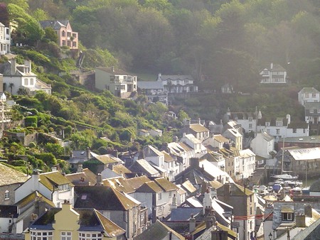 Cornwall Village, UK - vegetation, slope, village, houses