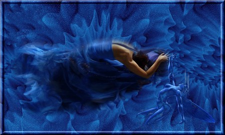 IN THE BLUE - dancer, design, female, blue