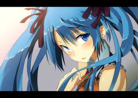 Hatsune Miku - pretty, blushing, anime, vocaloid, blue, twintail, brown, hatsune miku, aqua, music, nice, idol, program, beautiful, hot, singer, girl, virtual, beauty, cool, black, white, miku, awesome, diva, aqua eyes, cute, aqua hair, hatsune, sexy, vocaloids, song