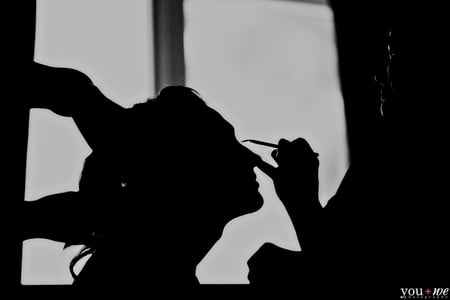 silhouette - wedding, girl, getting ready, hair, black, make-up, hands, white, woman