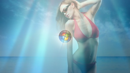 Windows - swimsuit, windows 7, orb, blue, beach, hot, windows, vista