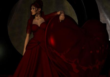 Woman - woman, 3d, red, beautiful