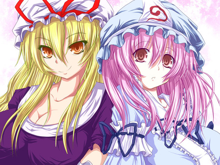 Touhou Yukari & Yuyuko - youkai, touhou, yuyuko saigyouji, ghost, yukari yakumo