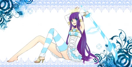 Panty and Stocking - blue, panty and stocking with garterbelt, sword, gothic, stocking