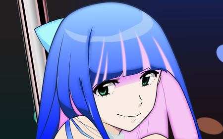 Panty & Stocking - goth, blue hair, panty and stocking with garterbelt, stocking