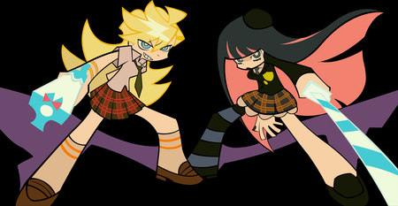 Panty & Stocking - sword, stocking, panty, goth, gothic, blonde, gun, panty and stocking with garterbelt, knee socks, lolita