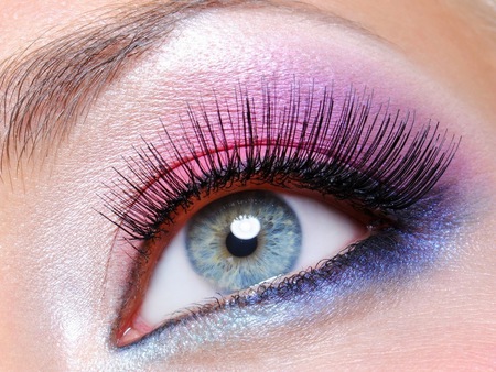 Makeup - blue, stare, lilac, eye, makeup, eyelashes