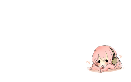 Mini Megurine Luka - headphone, anime, megurine, mini, pink, wallpaper, luka