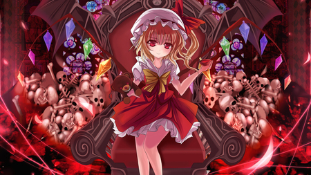 Flandre Scarlet - play, touhou, bad, red, flandre, teddy, colors, scarlet