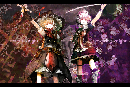 Touhou Marisa & Sakuya - sakuya izayoi, marisa kirisame, swords, alternative costume, knights