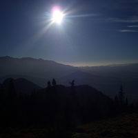 sun, clouds, mountains,blue sky, nice