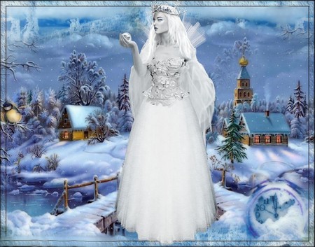 SNOW QUEEN - white, winter, female, blue, queen, snow