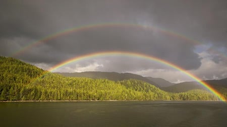 rainbow - clouds, rainbow, nature, sky