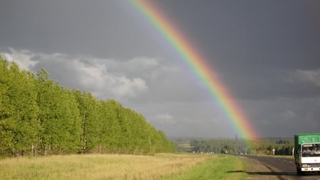 rainbow - clouds, rainbow, nature, sky