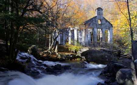 Old Carbide Mill - forest, beautiful, river, architecture, abandoned, mill