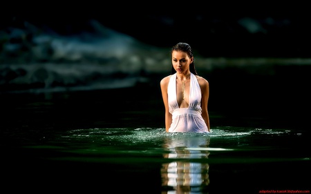 Woman in water - water, nature, woman, body