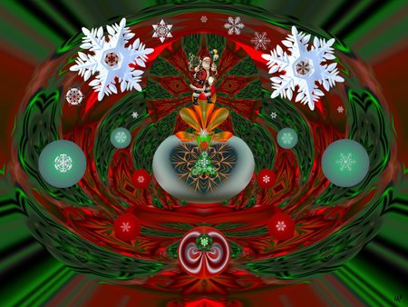 Christmas Snow - collage, 3d, fractal, abstract, christmas