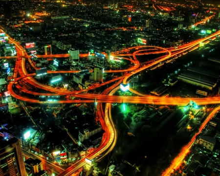 night highways - modern, lights, city, night, highways