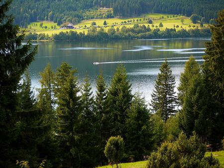 Lake - lake, trees, nature, boat