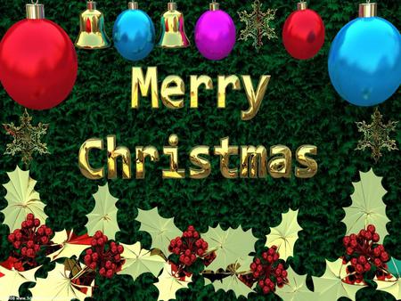 Merry Christmas - abstract, holly, text, bulbs