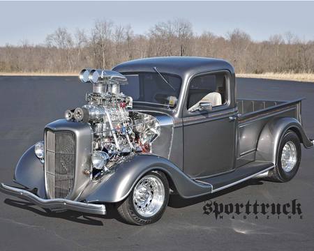 36 Ford - 36, silver, truck, ford, engine