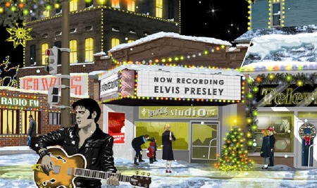 Sing with the King - snow, xmas, winter, elvis