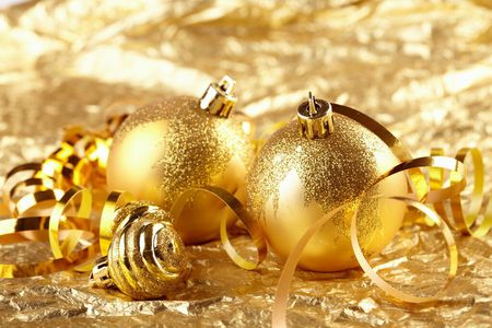 Golden decorations - new year, candles, photography, ball, lovely, gold, garland, christmas, balls, holidays, decorations, golden, cute