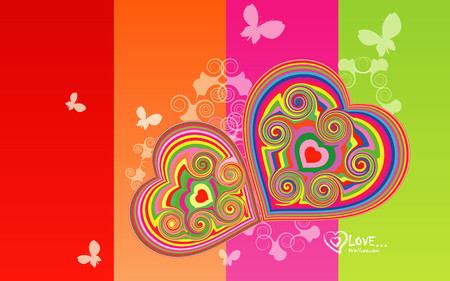 crazy colorful hearts vector - crazy, colorful, vector, heart