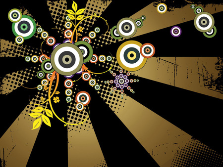 BLACK AN GOLD - black, flowers, gold, vector, circles